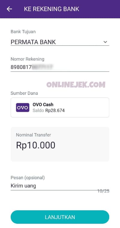 Pilih Bank Permata sebagai bank tujuan transfer