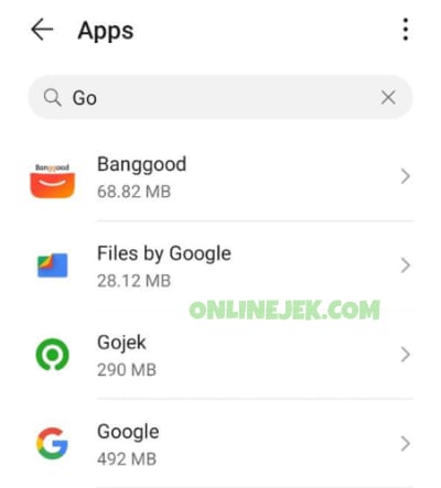 Aplikasi Gojek di handphone Android