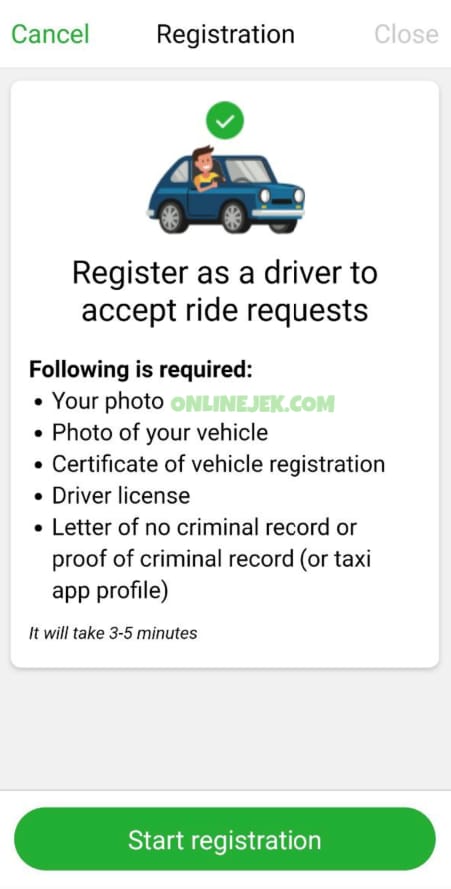 Mulai proses pendaftaran driver